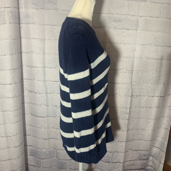 LOFT Ann Taylor Striped Blue White Knitted Sweater - Picture 5 of 6